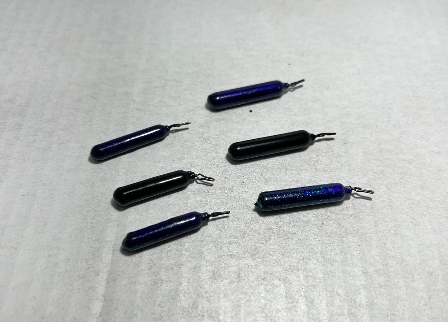 Powder Coated 1/4 & 3/8 oz Dropshot Weights - Black/Junebug Cylinders