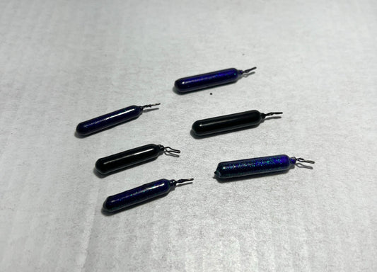 Powder Coated 1/4 & 3/8 oz Dropshot Weights - Black/Junebug Cylinders