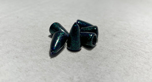 Powder Coated 3/16 oz Bullet Weights - Junebug Blue Flake